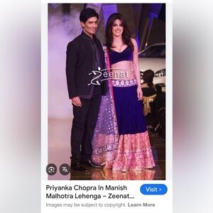 Women's Blue and Pink Velvet Lehenga